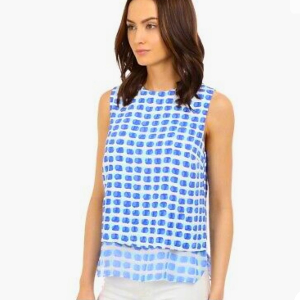 Kate Spade Blue “Island Stamp” Top - Perfect Condition!
